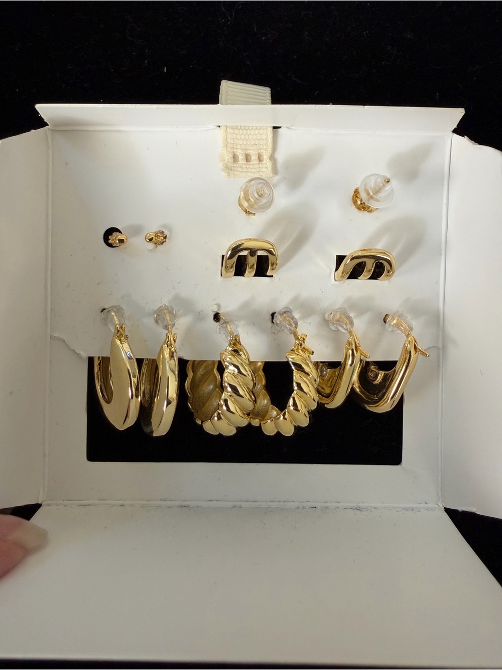 Gold Stackable Hoop Earring/Cuff Set - Picture 3 of 5